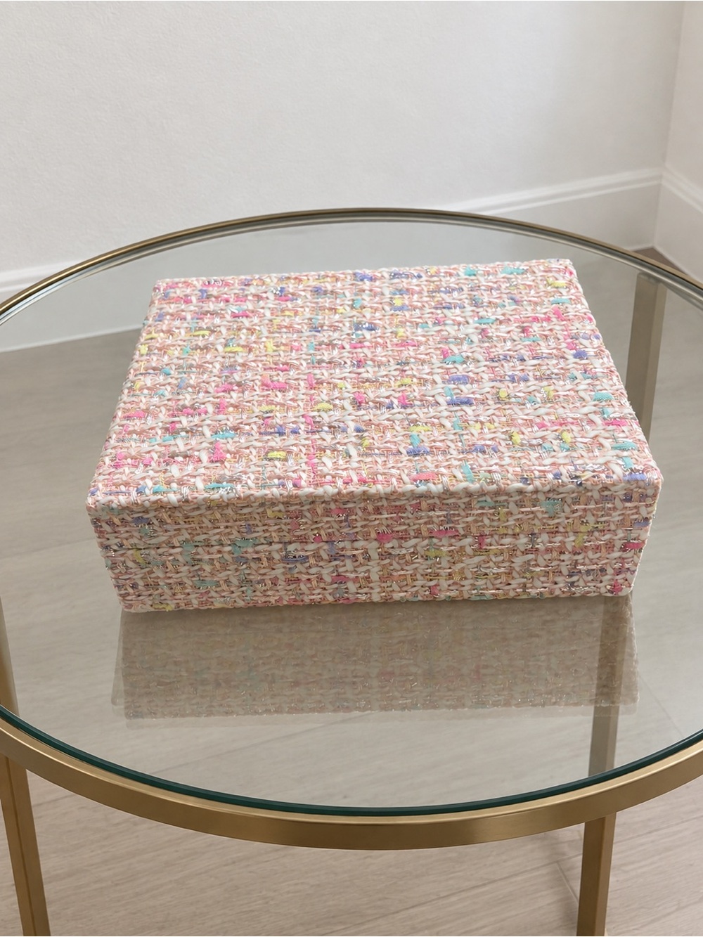 Pastel Tweed Decorative Storage/Jewelry/Makeup Box - Pink